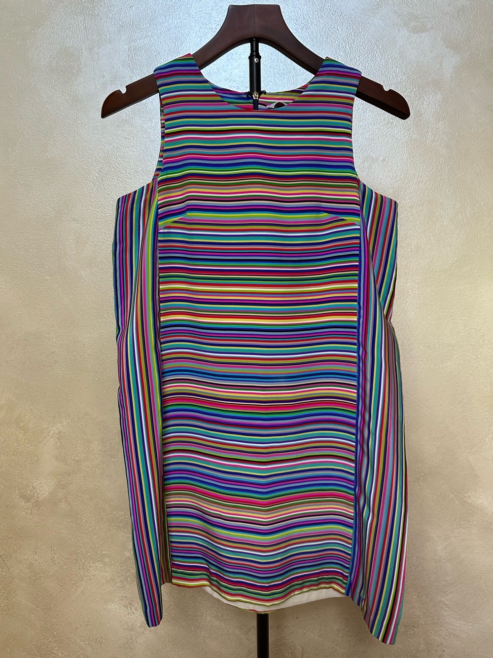 Amanda Uprichard 100% Silk Rainbow Prism Striped Shift Dress - Size S